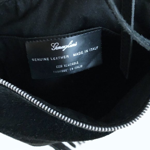 Black Leather Fringe Crossbody Made in Italy - Picture 3 of 4